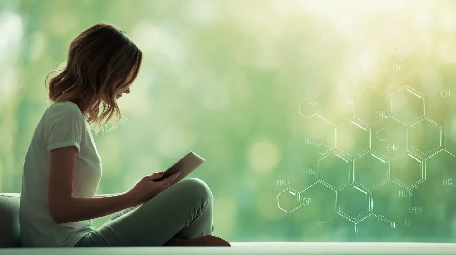 Eine Frau, die sich FAQs zu CBD durchliest