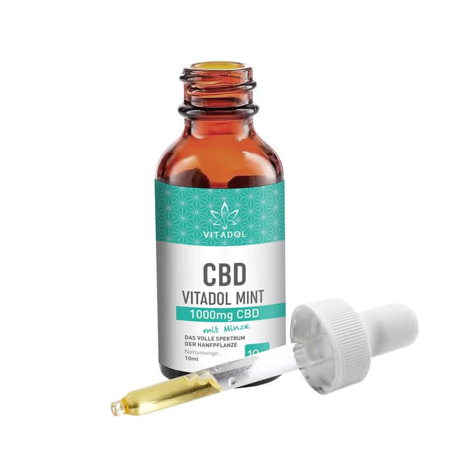 Flasche Vitadol Mint Bio CBD Öl 10 Prozent 1000 mg