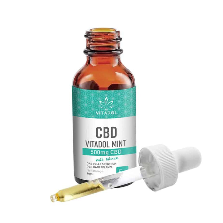 Vitadol Mint Bio CBD Öl 5 Prozent in Glasflasche
