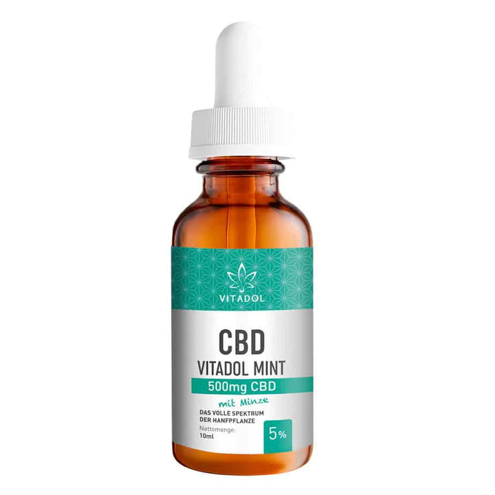 Flasche Vitadol Mint Bio CBD Öl 5 Prozent 500 mg 10 ml